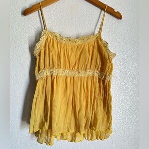 Feline Y2K Yellow Whimsy Fairycore Cami Top Flowy Garden Fairy Cottagecore Twee